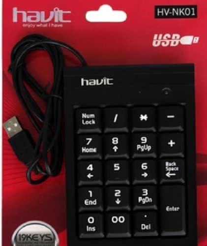 "Buy Online  Havit HV-NK01 Usb 19 Keys Numeric Keypad black Accessories"
