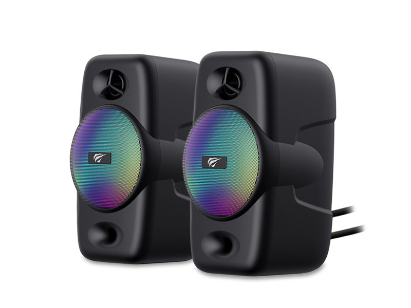 "Buy Online  Havit SK213 2.0pcs Dynamic RGB Lighting Effect 3.5mm Jack+USB powered stereo computer speaker Audio and Video"