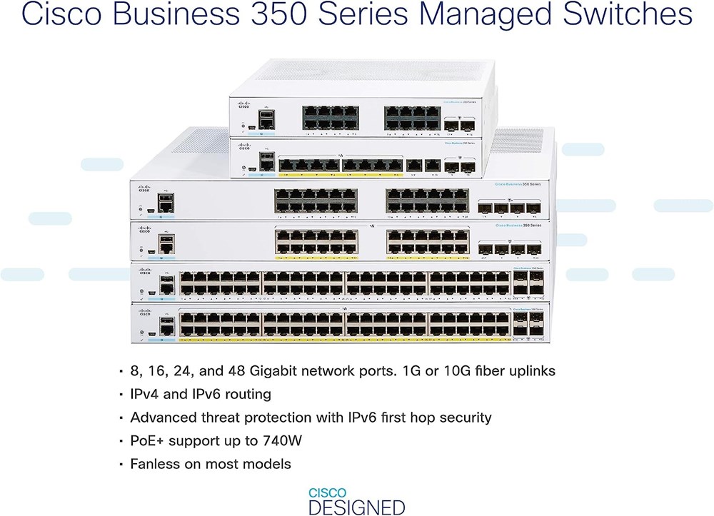 "Buy Online  CISCO SB 24-PORT MANAGED WITH 4 SFP SWITCH CSCBS350-24T-4G-UK Networking"