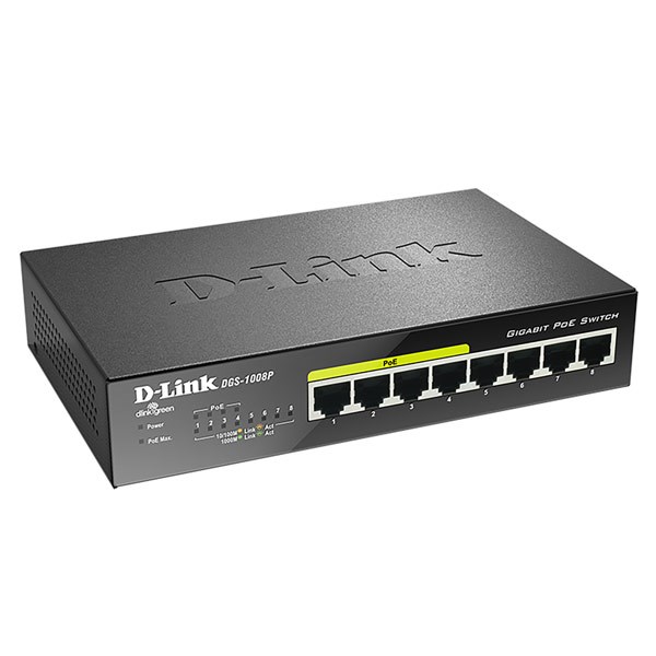 "Buy Online  D-Link| 8Port Gigabit PoE Unmanaged Desktop Switch| DGS1008P Networking"