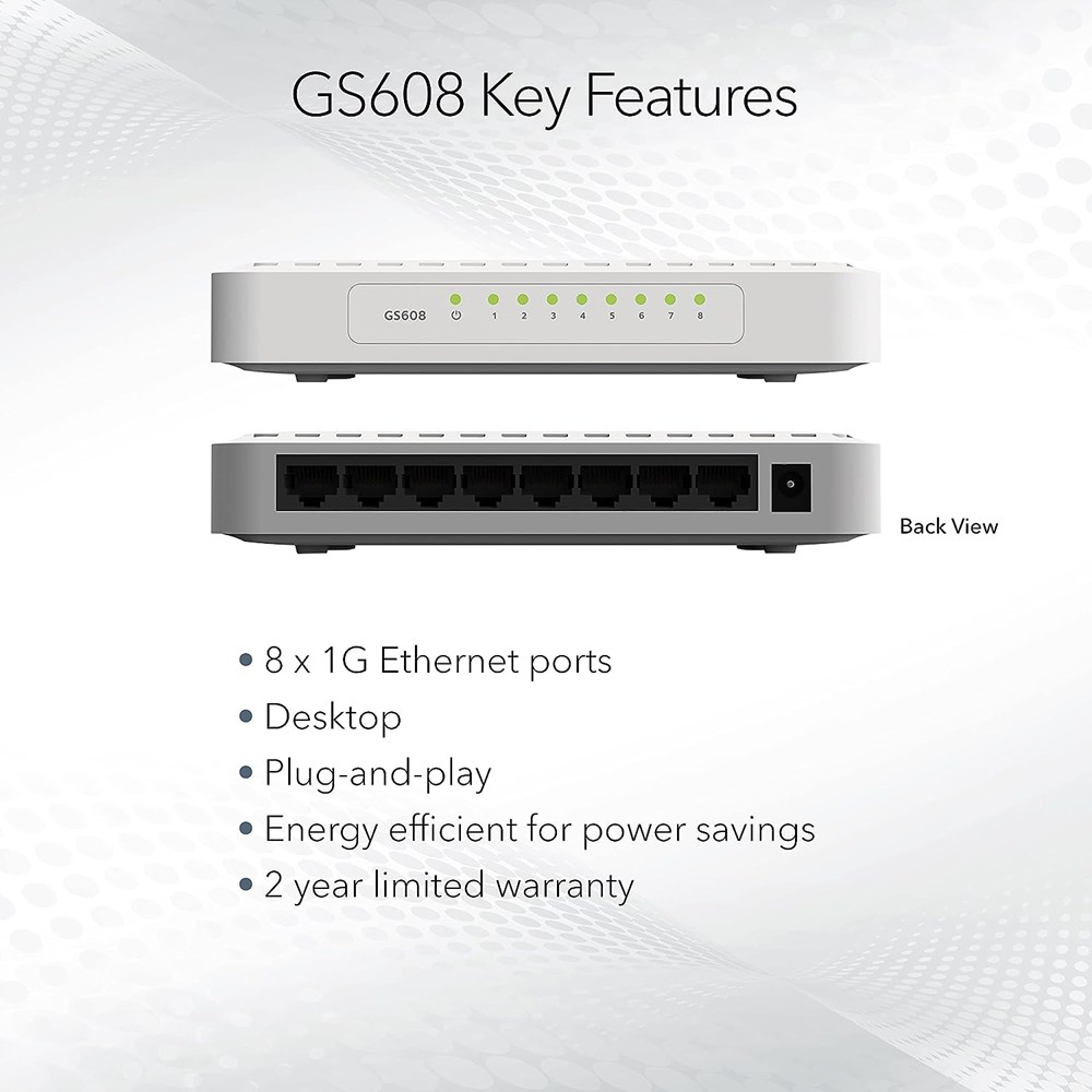 "Buy Online  NETGEAR 8-Port Gigabit Ethernet Unmanaged Switch (GS608NA) Networking"