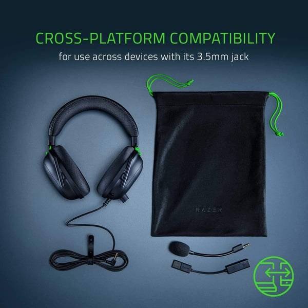 "Buy Online  Razer BlackShark V2 Gaming Headset THX 7.1 Spatial Surround Sound 3.5 mm Audio Jack & USB DAC - Black (RZ04-03230100-R3M1) Gaming Accessories"