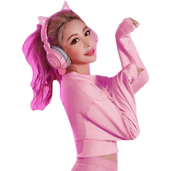 "Buy Online  Razer RZ04-03520100-R3M1 Kraken Kitty Edition Wireless Over Ear Gaming Headset Pink Gaming Accessories"