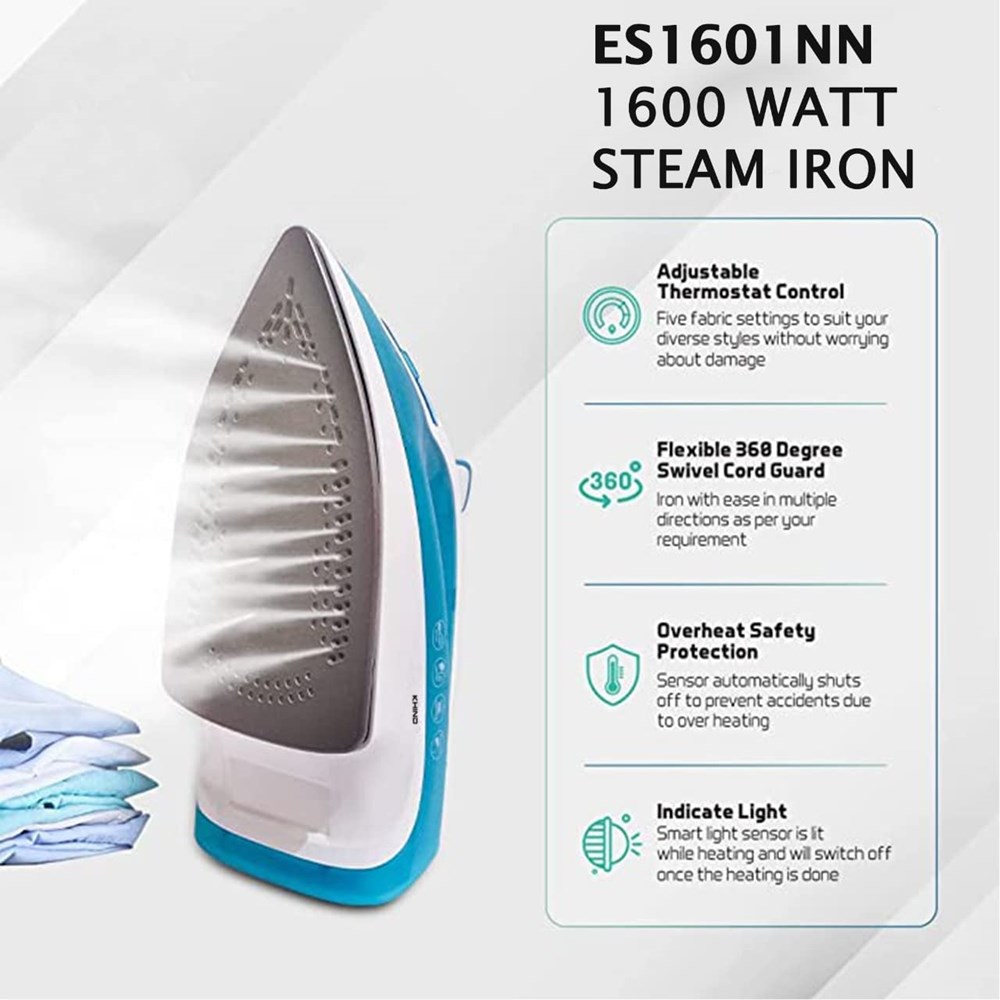 "Buy Online  Khind Steam Iron|1600W|Non-Stick|Spray & Steam Function|Self-Cleaning-ES1601NN Home Appliances"