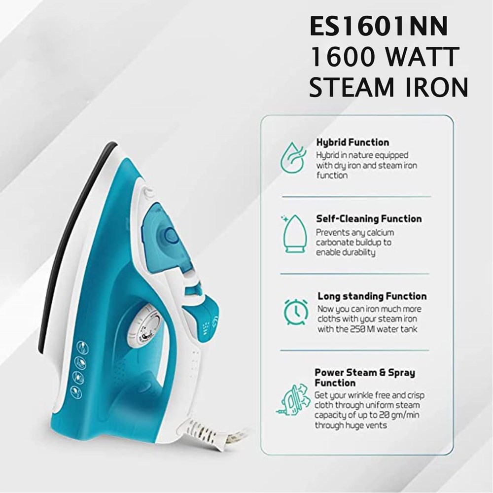 "Buy Online  Khind Steam Iron|2200W|Non-Stick|Spray & Steam Function|Anti-Calc-ES1601NA Home Appliances"