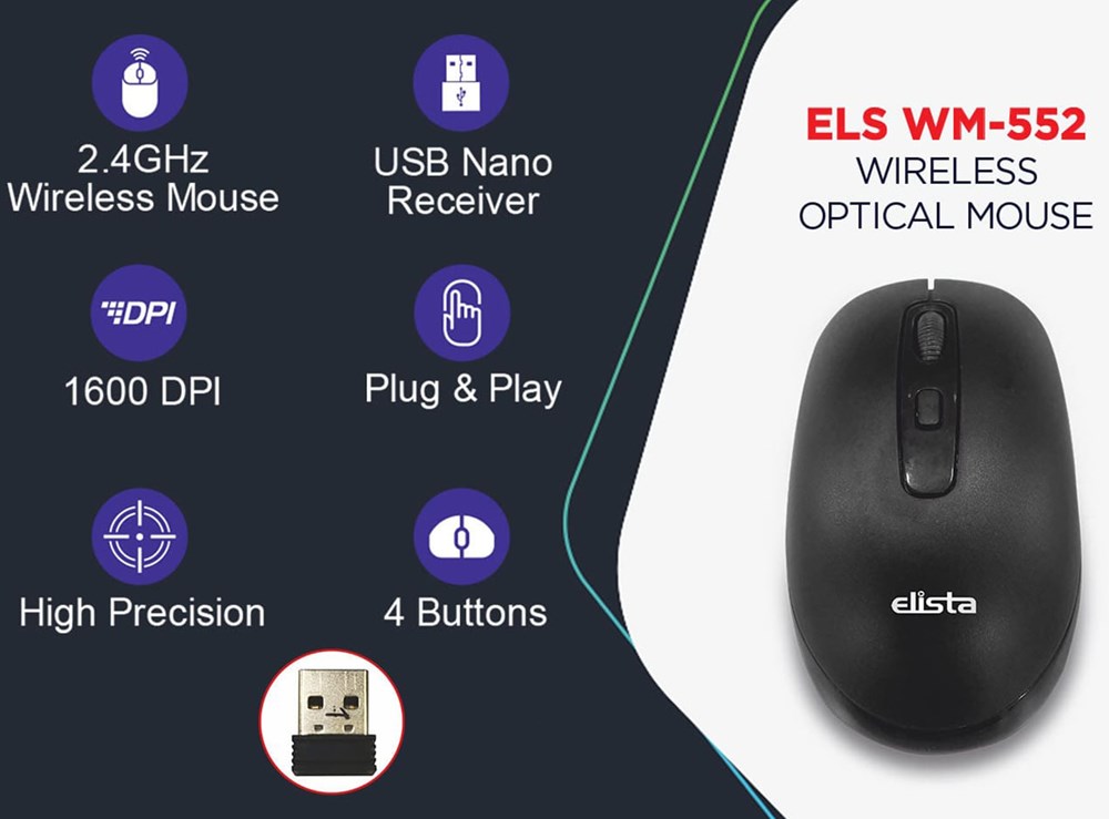 "Buy Online  Elista Wireless Mouse ELS WM552 Peripherals"
