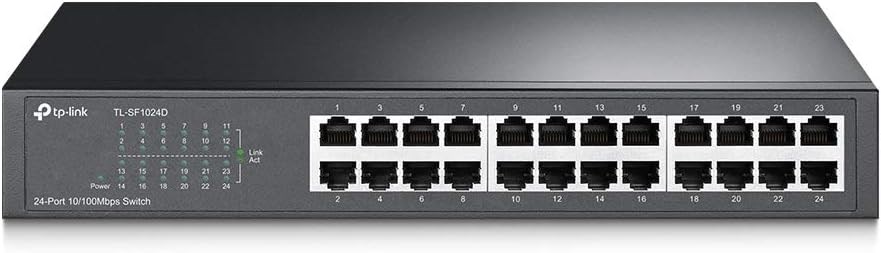 "Buy Online  TP-Link 24 Port 10/100Mbps Fast Ethernet Switch | Plug & Play | Desktop/Rackmount | Sturdy Metal w/Shielded Ports | Fanless | Limited Lifetime protection | Unmanaged (TL-SF1024D) Networking"