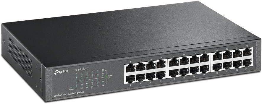 "Buy Online  TP-Link 24 Port 10/100Mbps Fast Ethernet Switch | Plug & Play | Desktop/Rackmount | Sturdy Metal w/Shielded Ports | Fanless | Limited Lifetime protection | Unmanaged (TL-SF1024D) Networking"