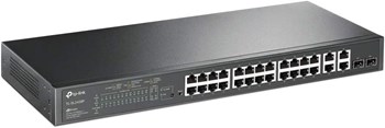 TP-Link SL2428P JetStream 24-Port 10/100Mbps + 4-Port Gigabit Smart Switch with 24-Port PoE+ (24 PoE+ Ports + 4 Gigabit RJ45 Ports + 2 Combo Gigabit SFP slots| 250W| Rackmount)