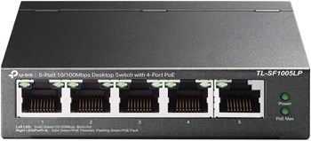 TP-Link PoE Switch 5-Port 100 Mbps| 4 PoE ports up to 15.4 W for each PoE port and 41 W for all PoE ports| Metal Casing| Plug and Play| Ideal for IP Surveillance and Access Point(TL-SF1005LP)