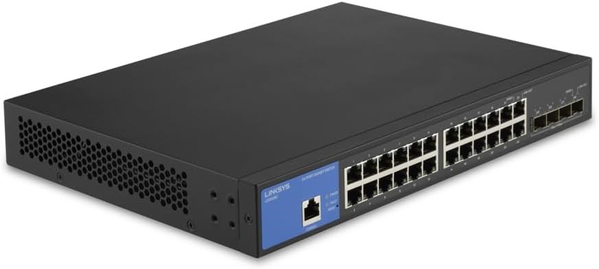 "Buy Online  Linksys GIGABIT MANAGED 24-PTOS Switch 4 PTOS 10G SFP+ (LGS328C) Networking"