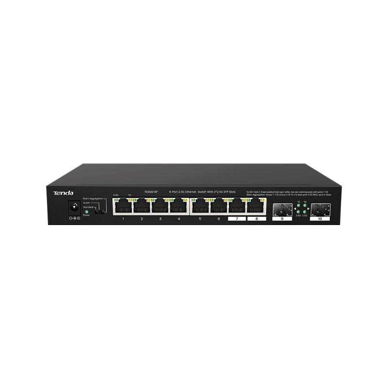 "Buy Online  Tenda 8-Port 2.5G Ethernet Switch with 2x2.5G SFP slots TEM2010F Networking"