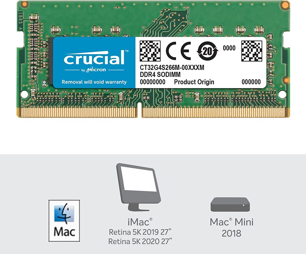 "Buy Online  Crucial 32GB DDR4-2666 SODIMM for Mac CL19 (Crucial 16GBit) Peripherals"