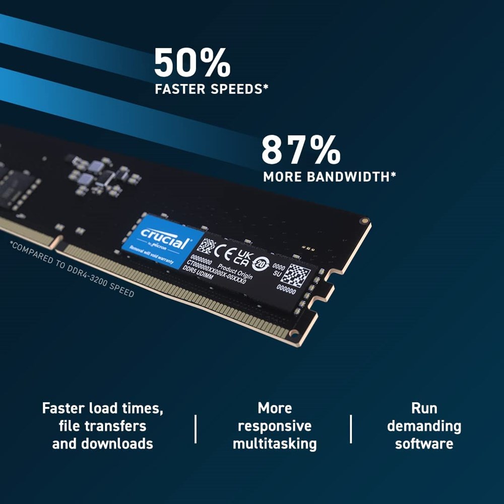 "Buy Online  Crucial 8GB DDR5-4800 UDIMM CL40 (8Gbit) Tray-CT8G48C40S8U5T Peripherals"