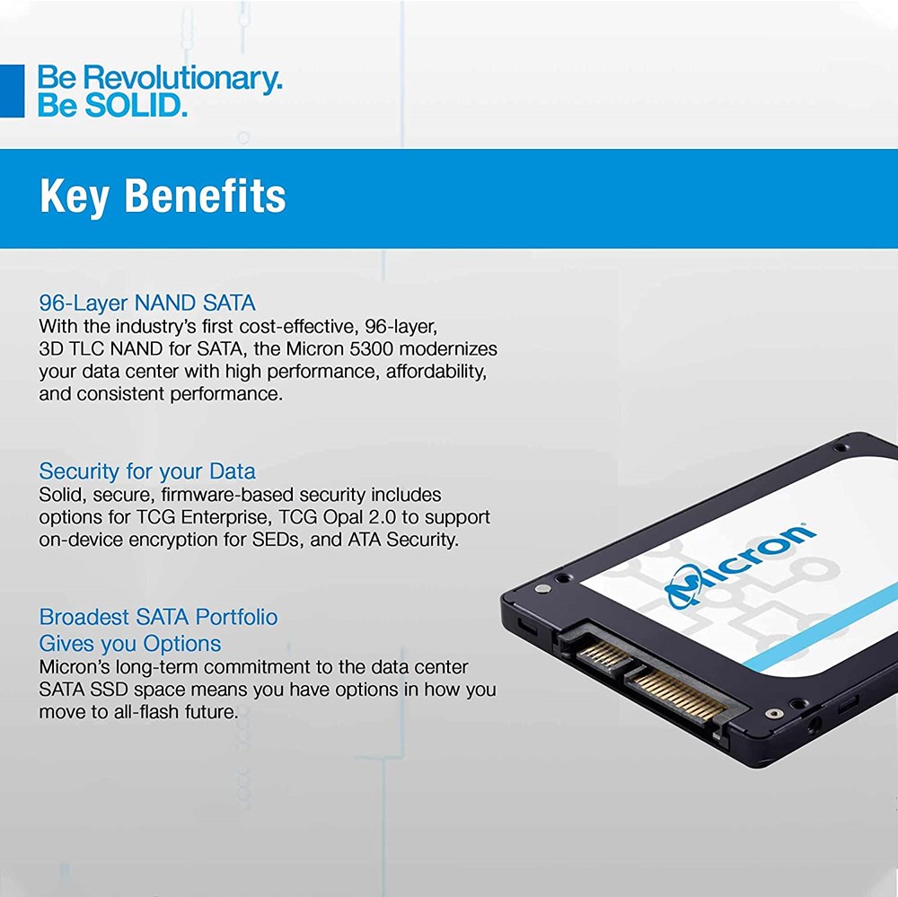 "Buy Online  Micron 5300 PRO 1920GB SATA 2.5 Inch (7mm) SED/TCG/eSSC Enterprise SSD [Tray] Peripherals"
