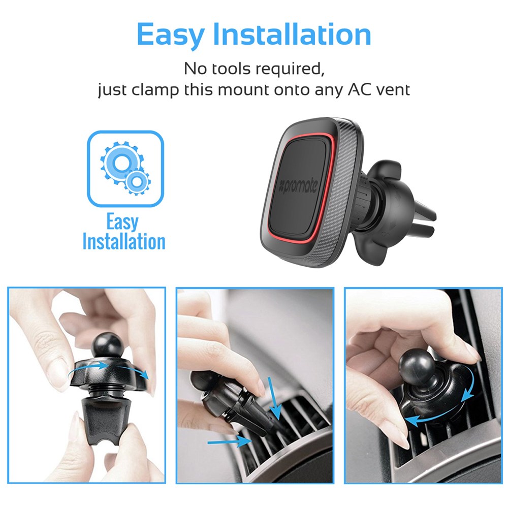 "Buy Online  Promate Air Vent Phone HolderI 360 Degree Rotation Air Vent Magnetic Cell Phone Car Cradle Mount Holder with Strong Grip and Anti-Slip Surface for iPhone XI Samsung S9I S9+I OnePlus 5TI AirGrip-1 Maroon Mobile Accessories"
