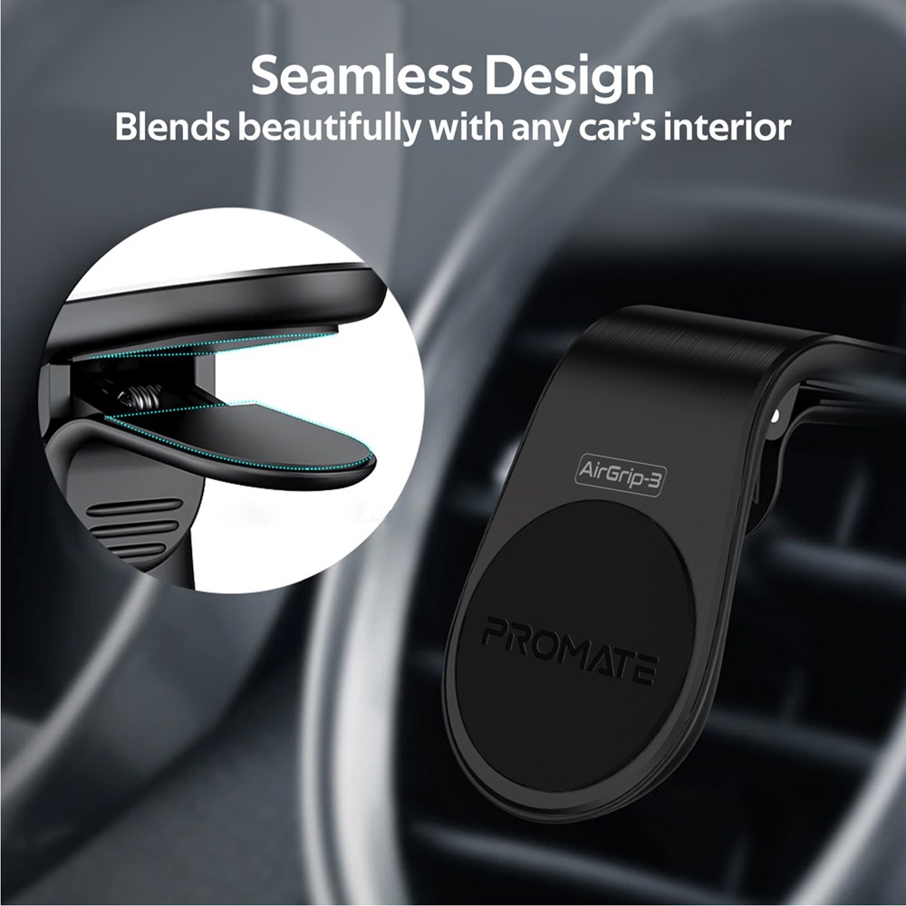 "Buy Online  Promate AC Vent Phone Holder I Universal Air Vent Magnetic Holder with Quick Clip Mounting I Secure Vent Grip I Anti-Slip and 360 Degree Rotation Phone Car Mount for Smartphones I GPS I AirGrip-3 Black Mobile Accessories"