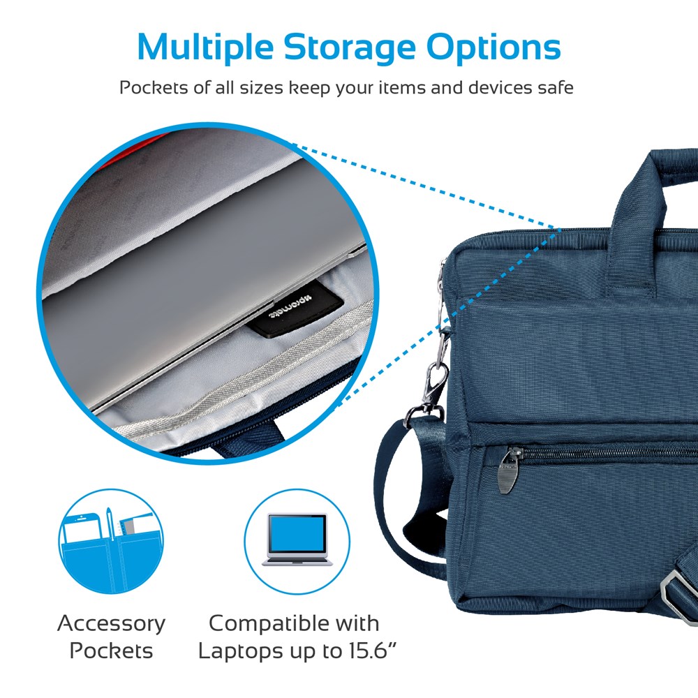 "Buy Online  Promate Messenger Bag LaptopI Multifunction Shoulder Messenger Bag with Multiple Storage Pocket Blue Accessories"