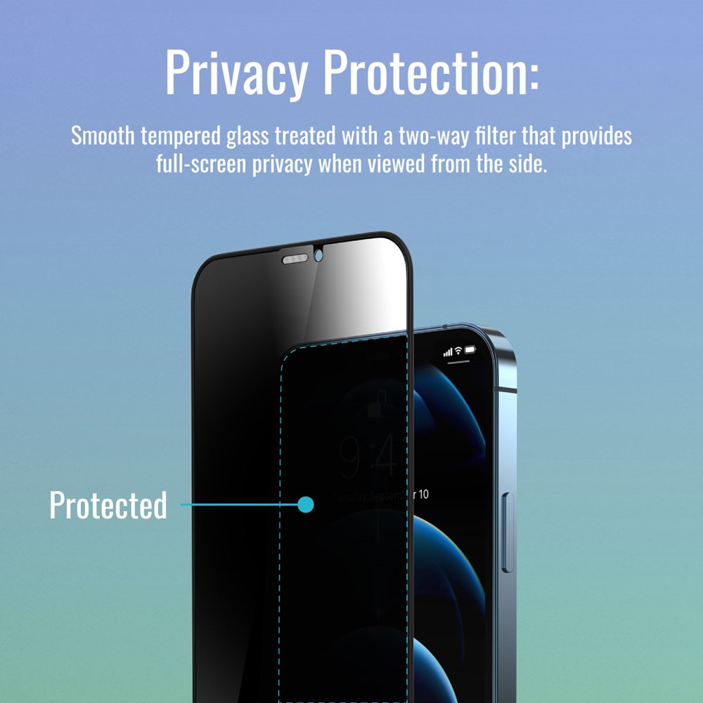 "Buy Online  Promate Privacy Glass Screen Protector for iPhone 11 Pro MaxI Clear Anti-Spy 3D Tempered Glass Screen Guard with Built-In Silicone BumperI 9H Hardness and Shatter ProtectionI Aegis-i11Max Mobile Accessories"