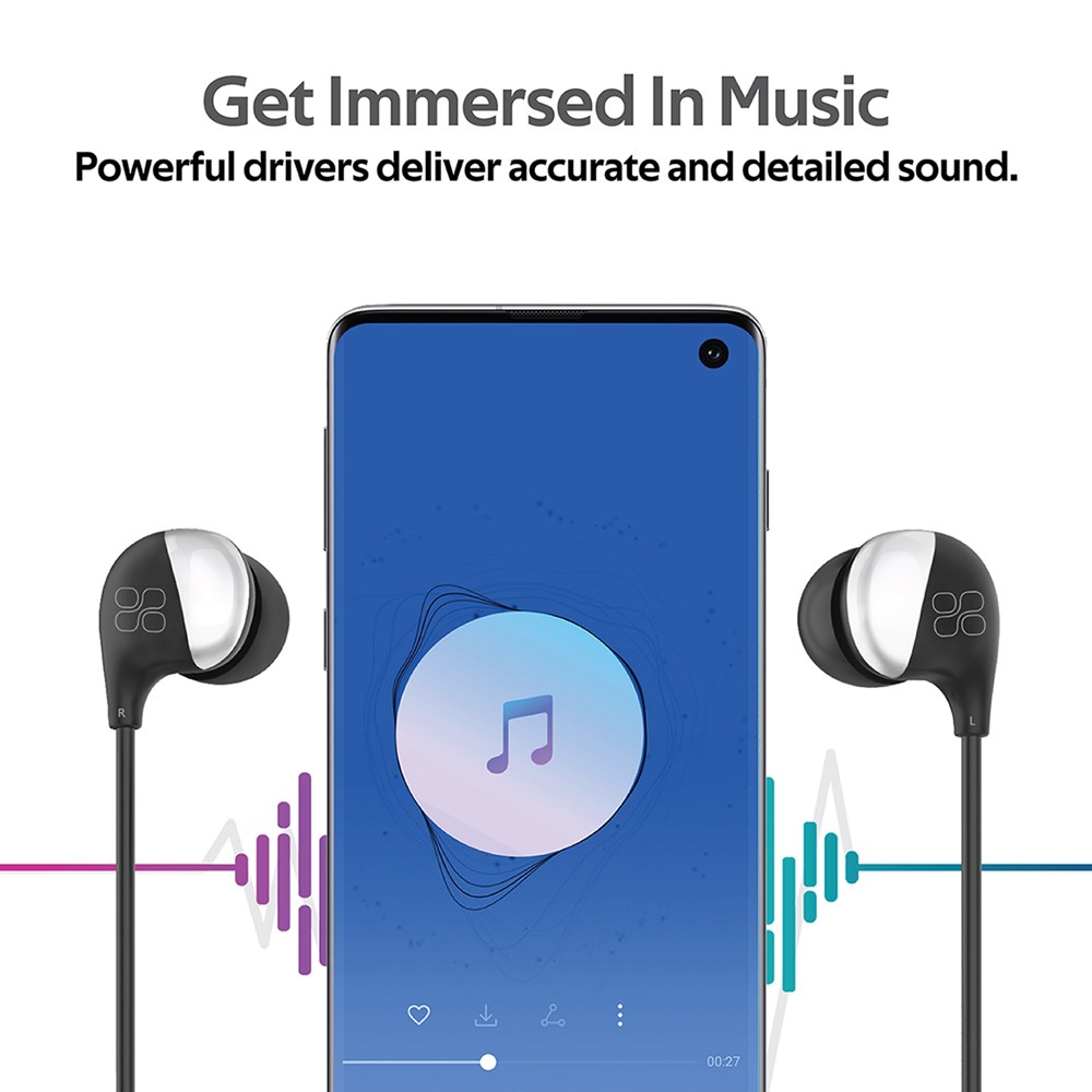 "Buy Online  Promate In-Ear Earbuds HeadphonesI Universal HD Stereo Wired Earphones with Built-In Mic Black Recorders"