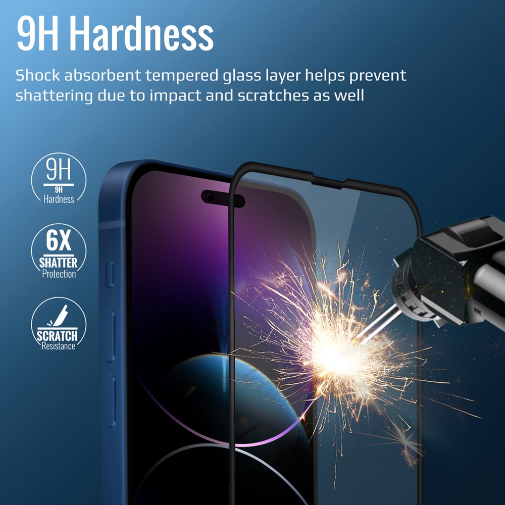 "Buy Online  Promate Clear Screen Protector for iPhone 14 with Silicone BumperI Anti-Blue lightI Anti-ShatterI Crystal-i14Pro Mobile Accessories"