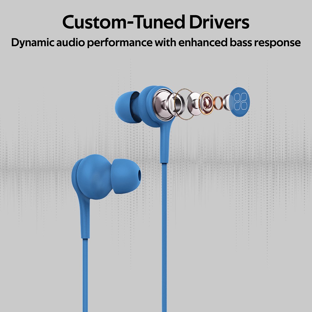 "Buy Online  Promate In-Ear EarphonesI Universal Dynamic Hi-Res Noise Isolating Wired Earphones Blue Recorders"
