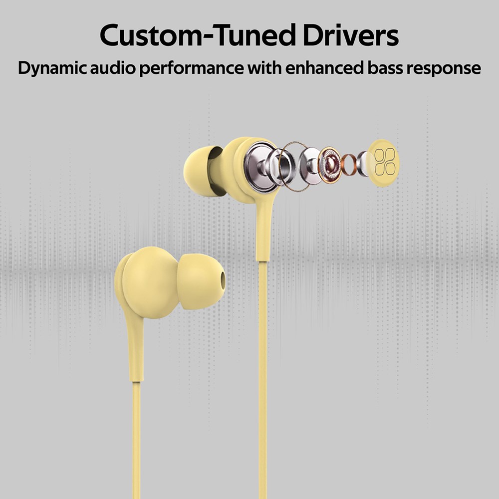 "Buy Online  Promate In-Ear EarphonesI Universal Dynamic Hi-Res Noise Isolating Wired Earphones Yellow Recorders"