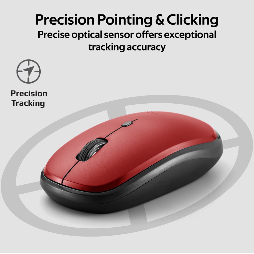 "Buy Online  Promate Wireless Mouse I Portable 2.4Ghz Ergonomic Precision Tracking Optical Mouse with USB Nano Receiver I 3 Adjustable Dpi Levels and Low Power Consumption for Laptops I iMac I PC I Desktop I Hover Red Peripherals"