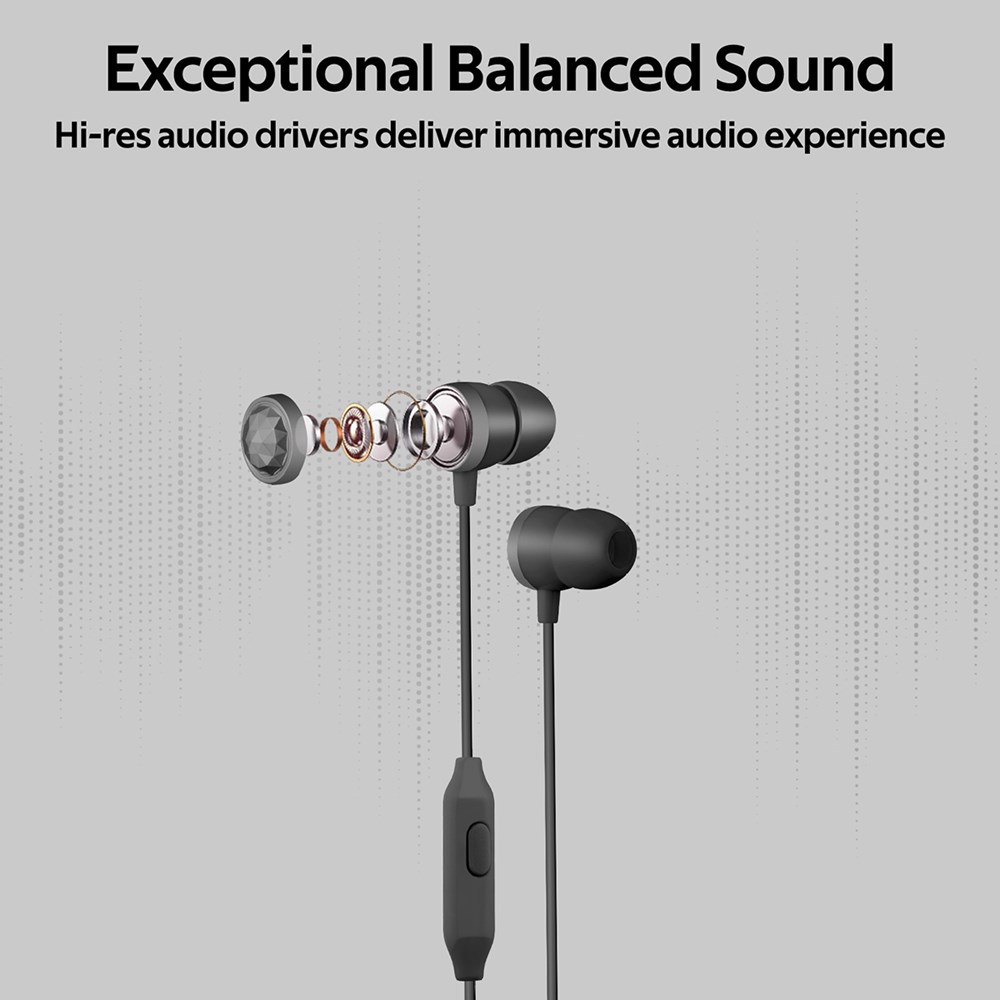"Buy Online  Promate In-Ear Wired HeadphonesI Premium Metallic Hi-Fi Stereo Wired Earphone with Built-in Mic Black Recorders"