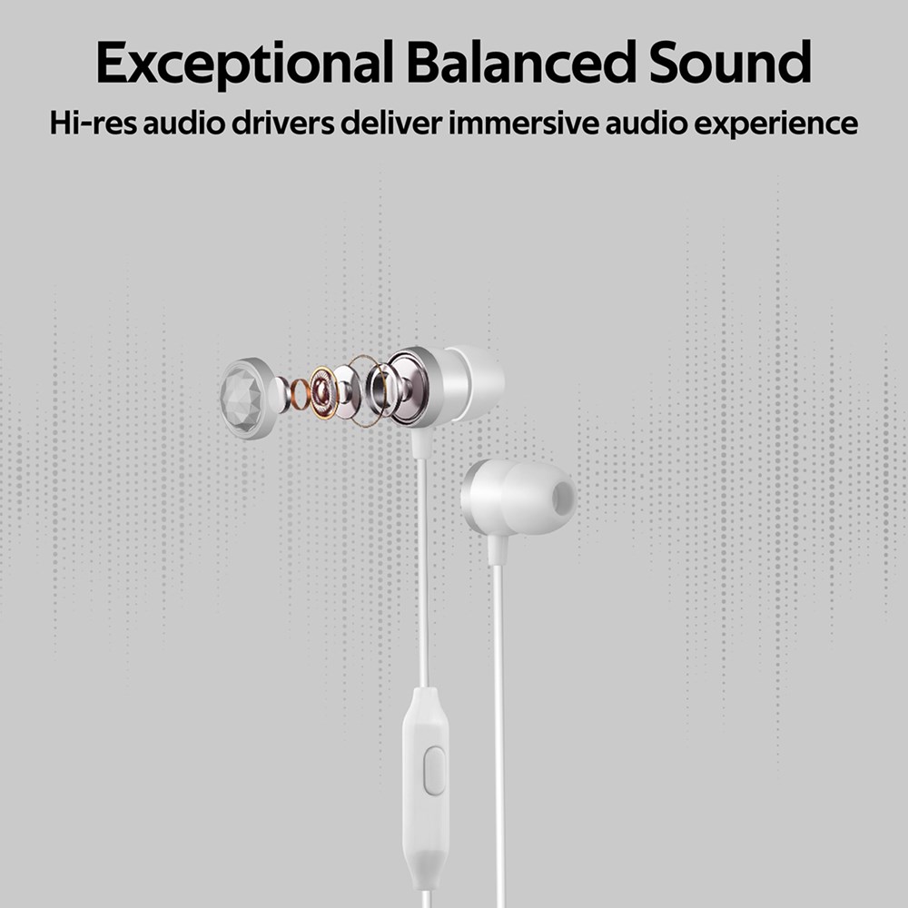 "Buy Online  Promate In-Ear Wired HeadphonesI Premium Metallic Hi-Fi Stereo Wired Earphone with Built-in Mic Silver Recorders"