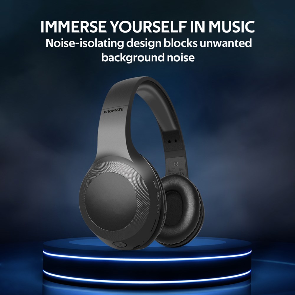 "Buy Online  Promate Bluetooth HeadphoneI Over-Ear Deep Bass Wired/Wireless Headphone with Long Paytime Black Recorders"