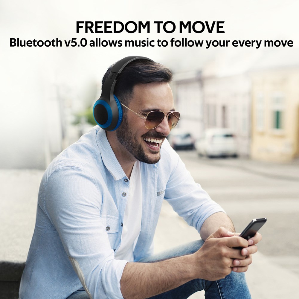 "Buy Online  Promate Bluetooth HeadphoneI Over-Ear Deep Bass Wired/Wireless Headphone with Long Paytime Blue Recorders"