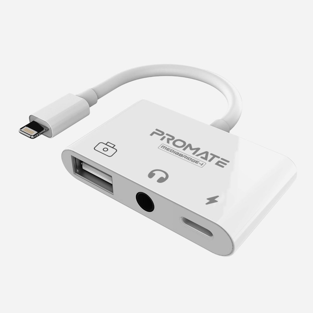 "Buy Online  Promate 3-in-1 Lightning OTG AdapterI Portable Lightning HUB to USB Female OTG Adapter Accessories"