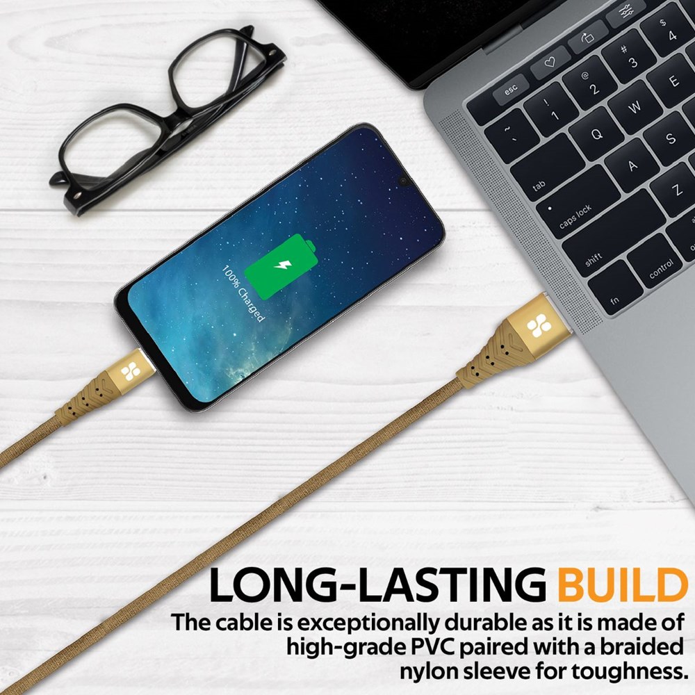 "Buy Online  Promate USB-C Cable 3A Fast Charging Gold Accessories"