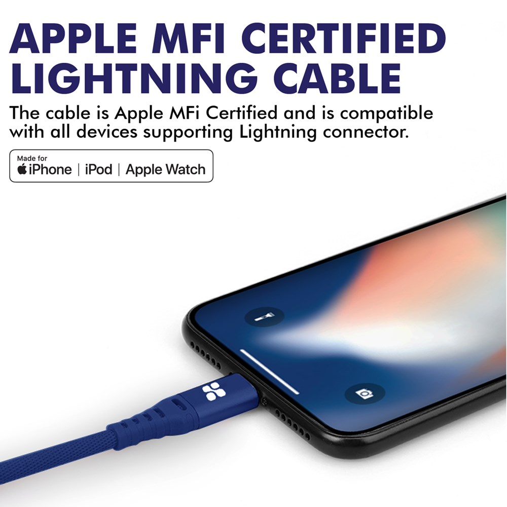 "Buy Online  Promate MFi Certified Lightning Cable Blue Accessories"