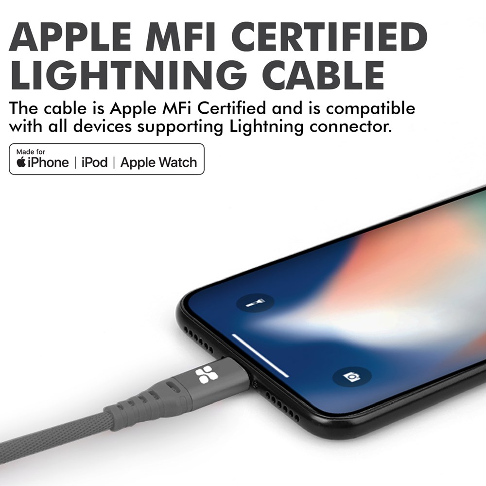 "Buy Online  Promate MFi Certified Lightning Cable Grey Accessories"