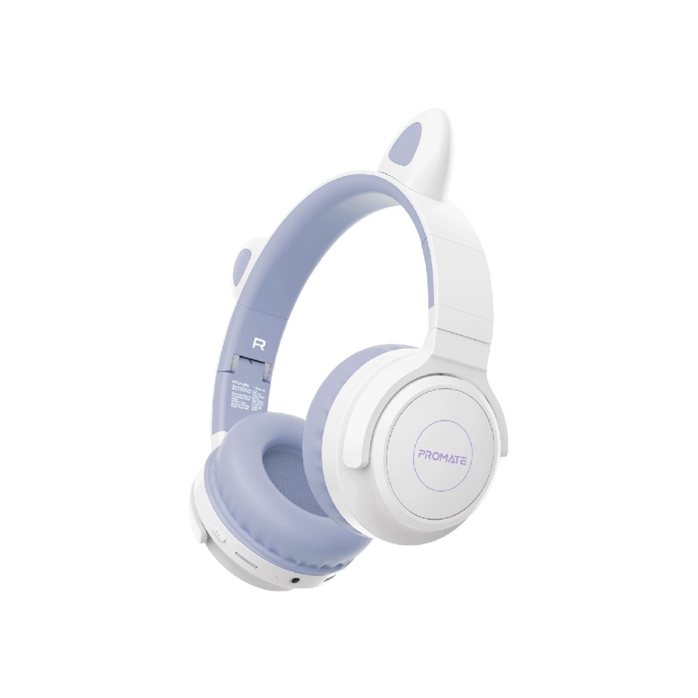 "Buy Online  Promate Kids Wireless Bluetooth Headphones with LED Cat EarsI Safe Volume LimitI MicI AUXI TF Card SlotI Panda Lilac Bluetooth Headsets & Earbuds"