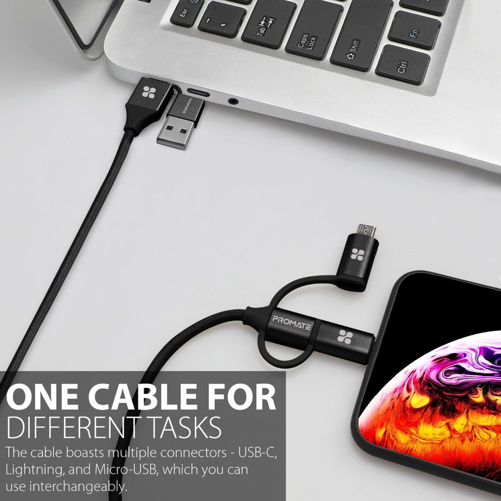 "Buy Online  Promate 6-In-1 Multi Charging Cable Black Accessories"