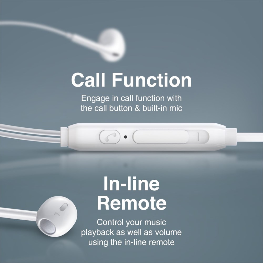 "Buy Online  Promate Wired Earphones with Mic Noise Isolation Anti-Tangle Cable and Button Control Phonic.White Recorders"