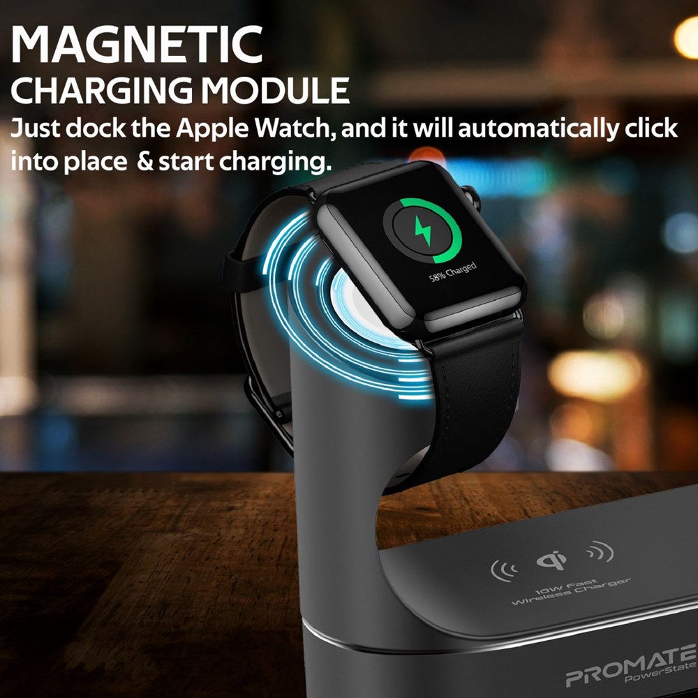 "Buy Online  Promate Apple Wireless Charging StationI World?s First MFi Certified 18W Power Delivery Charging Dock with 10W Qi Fast Wireless ChargingI MFi Apple Watch Charger and 2.4A USB Charging Port for Apple iPhoneI iPodI iPadI PowerState Black Mobile Accessories"