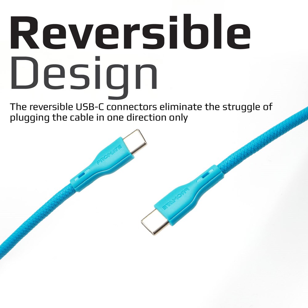 "Buy Online  Promate USB-C to USB-C Cable Blue Accessories"