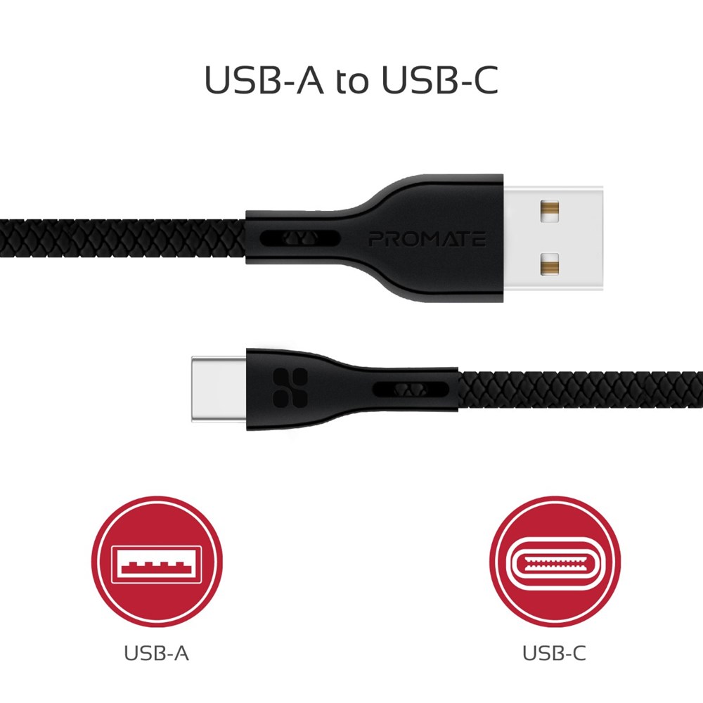 "Buy Online  Promate USB-C to USB-A Cable Black Accessories"