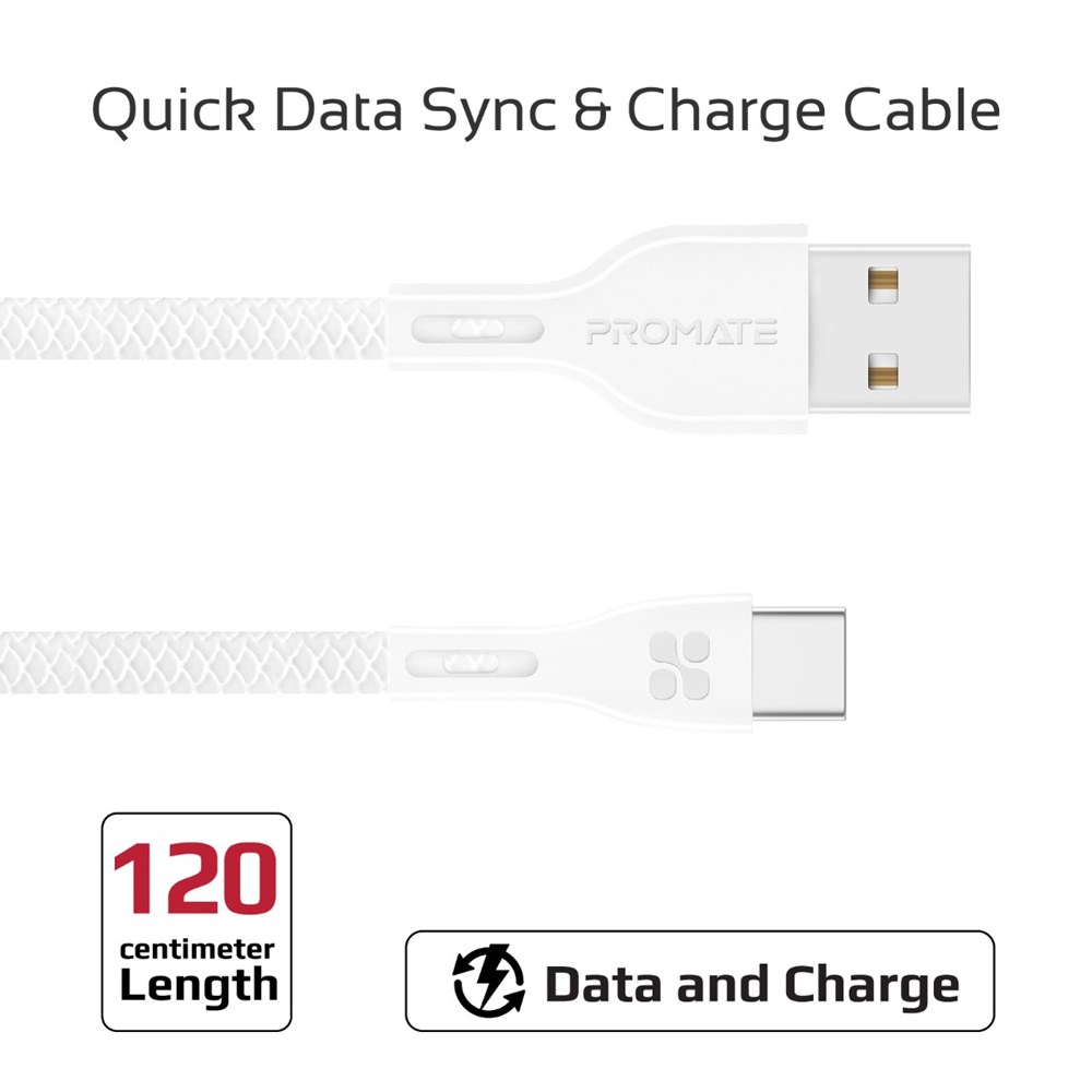 "Buy Online  Promate USB-C to USB-A Cable White Accessories"