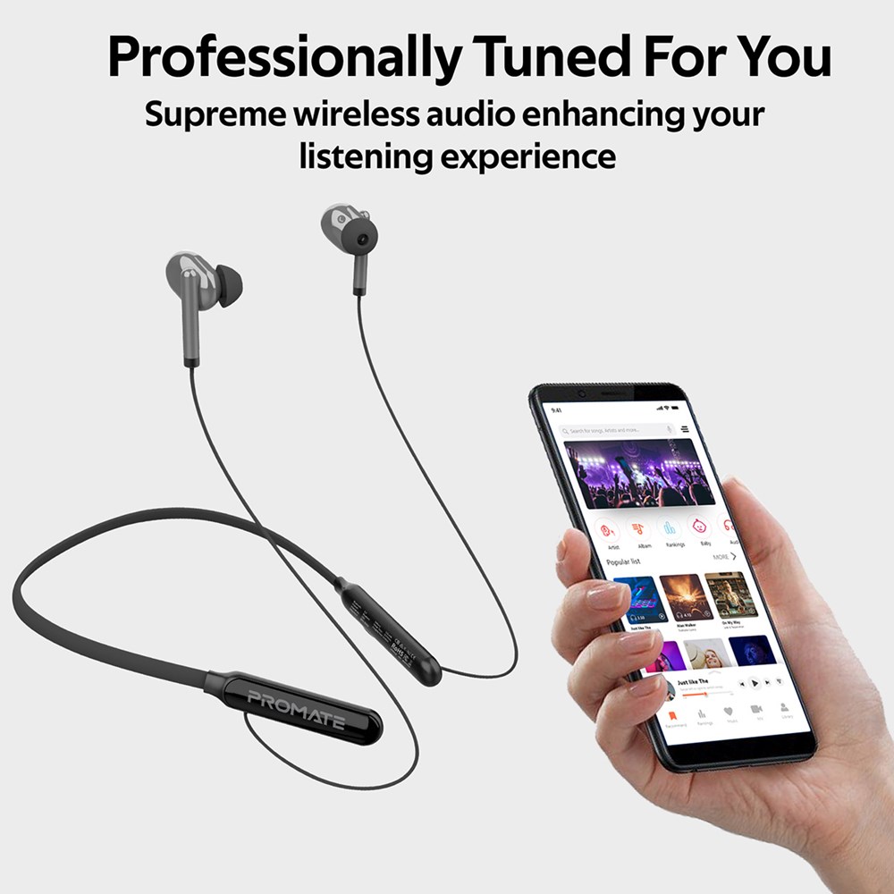 "Buy Online  Promate Wireless In-Ear Headphone IPX5 Sweat Resistant Bluetooth v5.0 Sporty Neckband In-Ear Earphones with Built-In Mic In-Line Control and Multi-Point Pairing for Smartphones Tablets Sports iPod Quartz Grey Bluetooth Headsets & Earbuds"