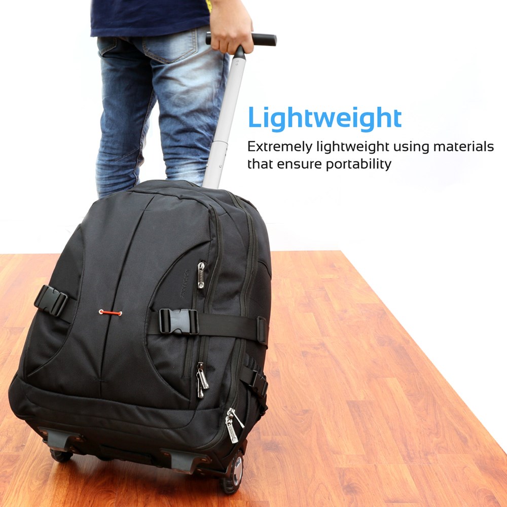 "Buy Online  Promate Trolley Laptop BagI 2-In-1 Portable Rolling Laptop Backpack with Adjustable Straps Black Accessories"