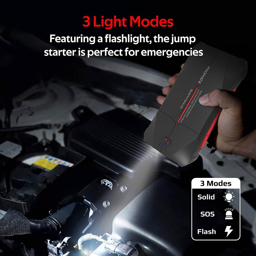 "Buy Online  Promate Car Jump Starter Power BankI IP66 Water Resistant Portable Car Battery Booster with 10000mAh Power BankI USB Charging PortI LED Light and Spark-Free Smart ClampI SparkTank-10 Mobile Accessories"