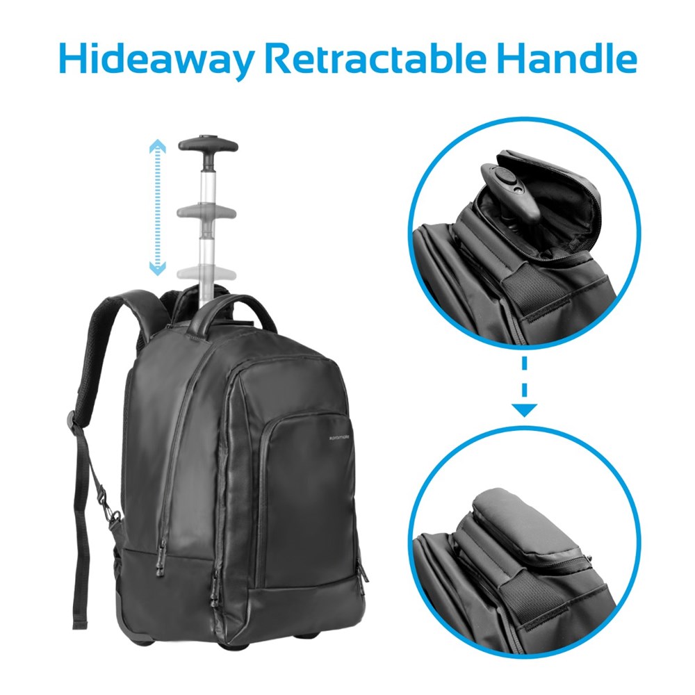 "Buy Online  Promate Laptop Trolley BagI Business Styled High Capacity Trolley Bag with Adjustable Handle Black Accessories"