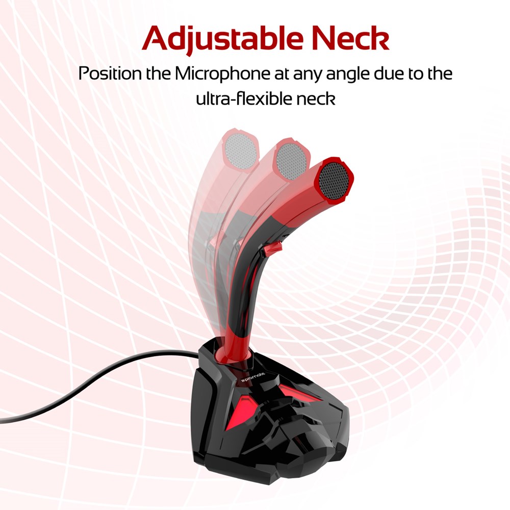 "Buy Online  Promate Desktop Microphone I Professional Digital 3.5mm Jack Microphone Stand with Adjustable Neck for Laptop I PC I iMac I Gaming Skype Audio Recording I Tweeter-4 Red Audio and Video"