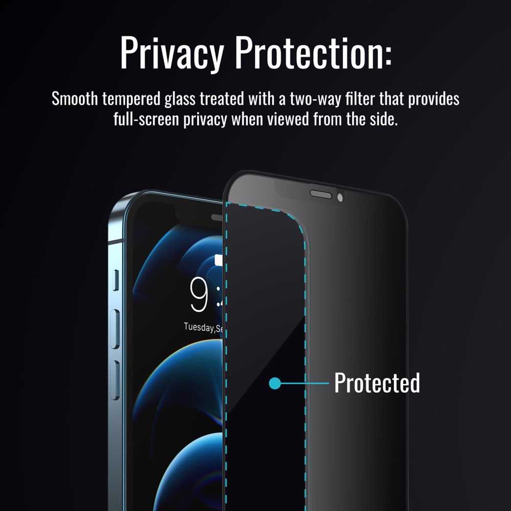 "Buy Online  Promate Privacy Glass Screen ProtectorI 3D Edged Silicone Bumper Matte Screen Protector with Scratch-ResistantI 9H HardnessI Anti-Shatter and Touch Sensitive for iPhone 11 Pro MaxI iPhone XS MaxI WatchDog-i11Max Mobile Accessories"