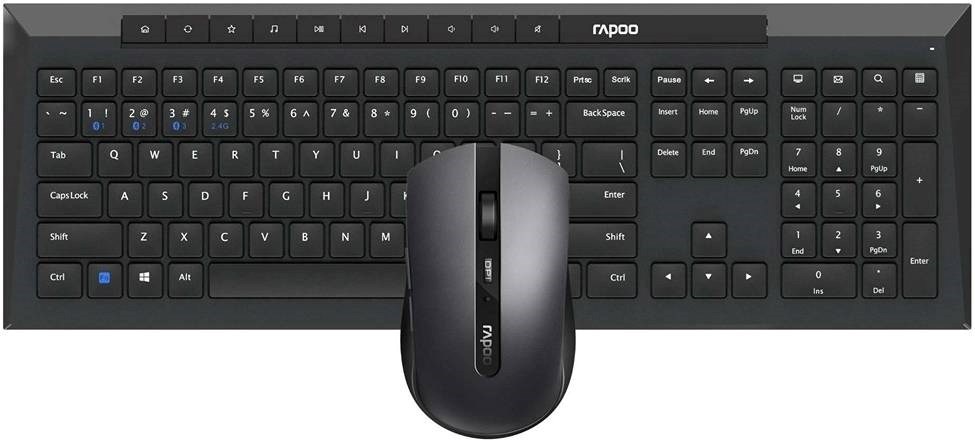 "Buy  RAPOO 8210M COMBO (KB+MSE) MULTIMODE WIRELESS ENG AR BLACK Peripherals  Online"